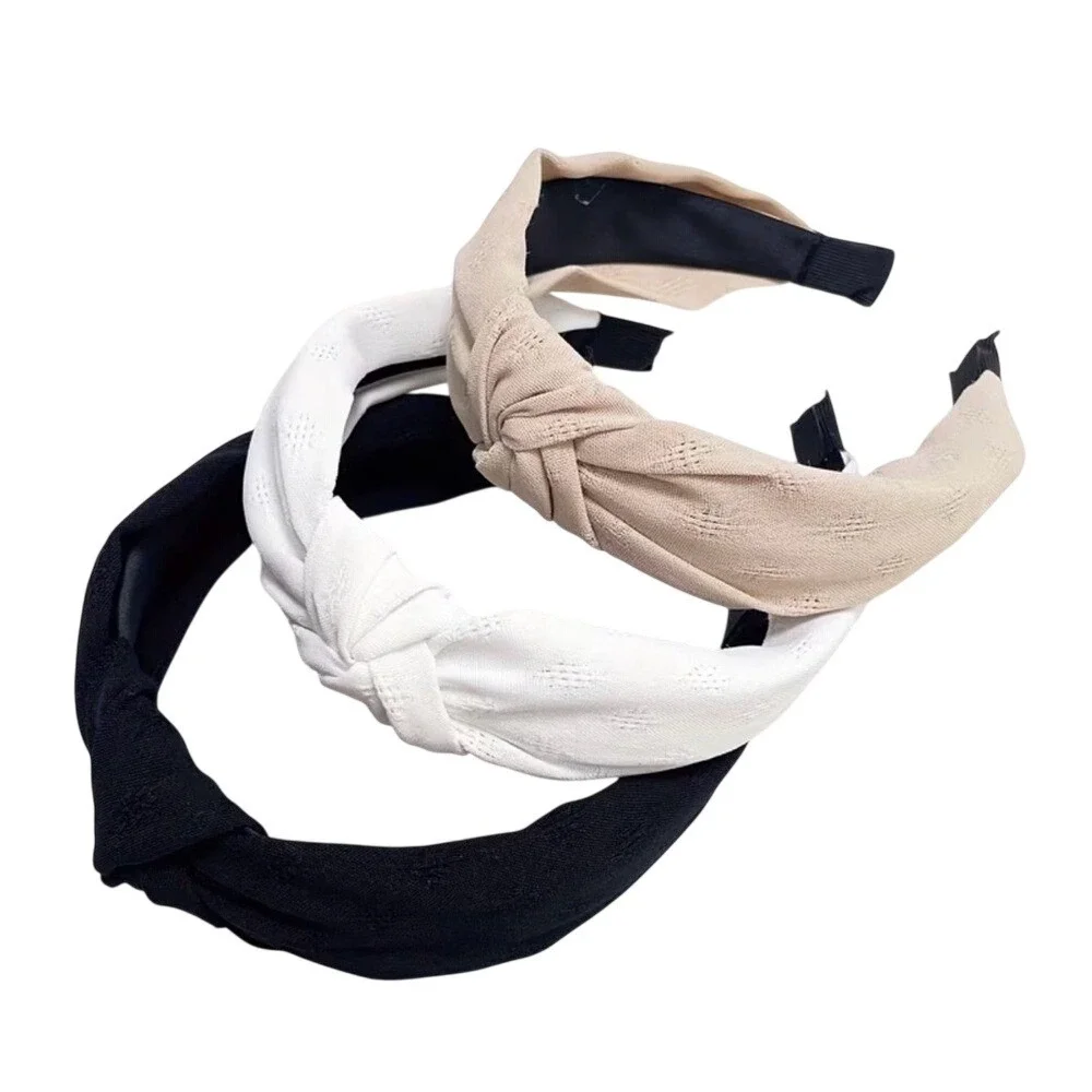 Chic Knotted Headband Trio -‎ Black, White, and Tan